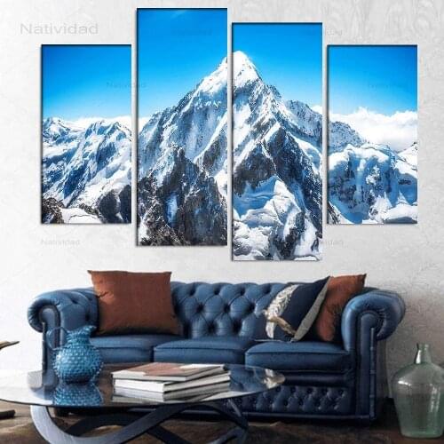 4 Pieces HD Printed Pictures Everest Mountain Peak Sun Shines Landscape frameless Canvas Painting home decor for living room