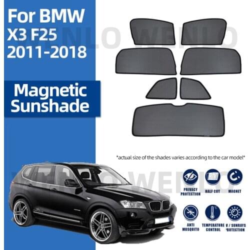 For BMW X3 F25 2011-2018 Nylon Net Car Cover Rear Window Meshes Magnetic Sun Visors Windshield Curtains Windscreen Sunshield