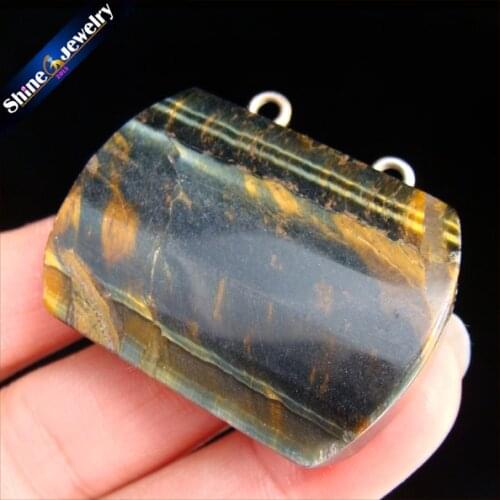 FreeShipping Fashion Jewelry Natural African Blue Tigers Eye Stone Drop Pendant Necklace Timeless Gift For Boyfriend CS272