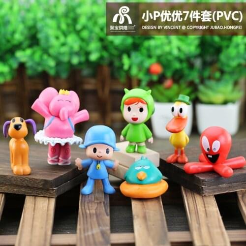 POCOYO Figure Toys P Youyou Ornaments Doll Cake Baking Hand-made Toy Cartoon PVC Model for Kids Party Birthday Gift 2021 New
