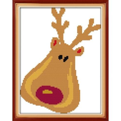 Joy Sunday Cross Stitch Embroidery Kit Christmas Elk of DMC Canvas Print Cross Stitch Needlework DIY Home Decoration Send Gift