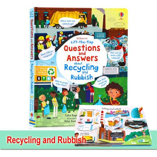 Usborne Questions and Answers about Recycling and Rubbish In English 3D Lift The Flap Picture Book Kids Baby Reading Books