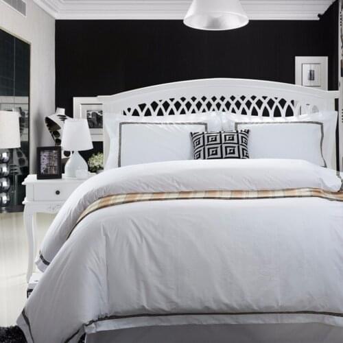 Black stripe 100% cotton satin pure white luxury hotel Bedding Sets queen king soft silk feeling Bed linen sheet set duvet cover
