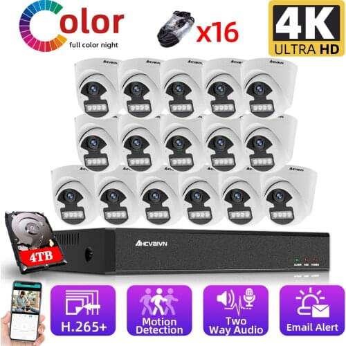 8MP NVR kit 16CH video surveillance IP camera set indoor Two-way audio home CCTV Security camera system kit 4K 8CH POE NVR XMEYE