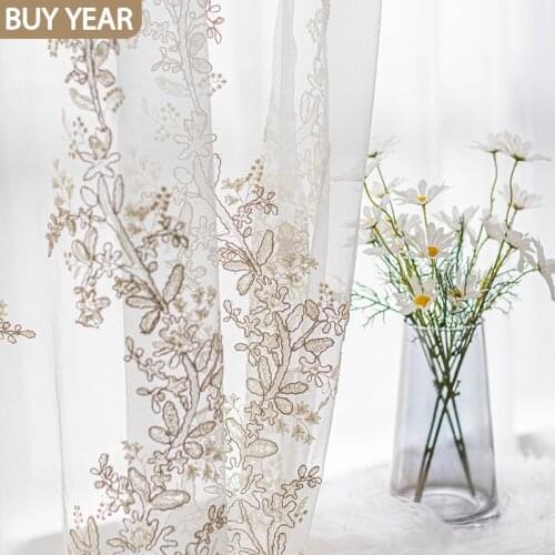 Korean Curtain for Living dining Room bedroom Tulle Curtains for Bedroom Luxury Princess Romantic Sheer Embroidery Girls Curtain