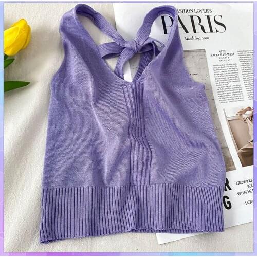 Sexy Crop Top Womens Corset Camis Summer Sexy Vest Sleeveless Halter Basic T-shirt Harajuku Tank Top Backless Cute Top Female