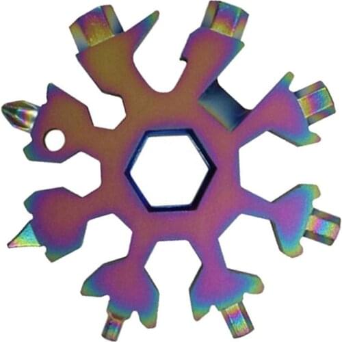 19-in-1 Snow Keychain Tools Multi-tool Wrenches Combination Stainless Steel Snow Shape Outdoor Portable Snowflake