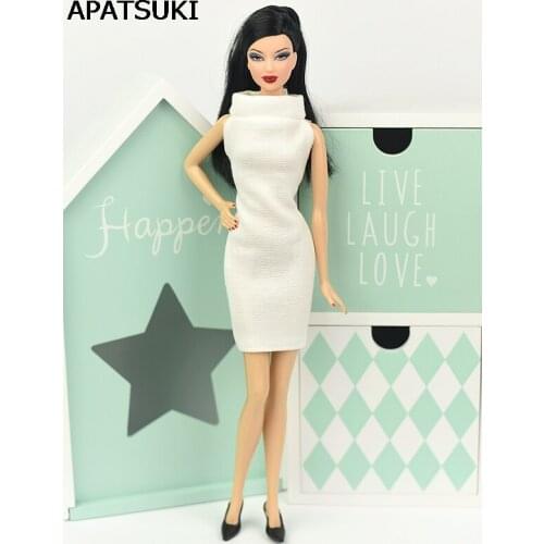 Fashion White One Piece 1:6 Dress For Barbie Doll Evening Dresses Vestido Clothes For Barbie Princess BJD Doll Accessories
