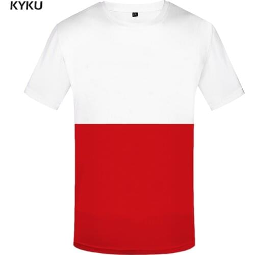 KYKU Brand Polish Flag T-shirt Men White Funny T shirts Harajuku Anime Clothes Shirt Print Tshirt Printed Mens Clothing summer