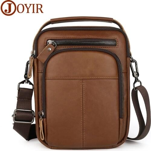 JOYIR Genuine Leather Mens Messenger Bag Vintage Cowhide Crossbody Shoulder Bag for 7.9" Ipad Handbag Multifunctional Belt Bag