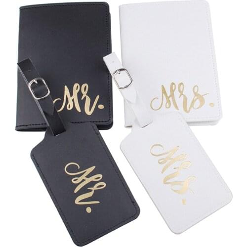 Couple Set PU Leather MR. MRS. Travel Accessories Luggage Tag & Passport Set Credit Card ID Tag Passport Holder Sets LT37CH12