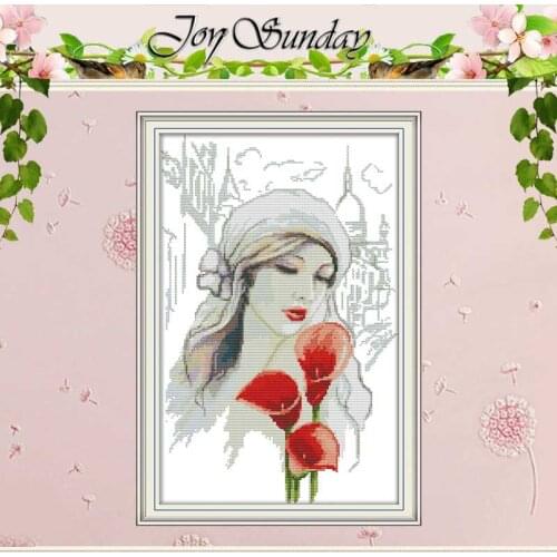 Beauty and calla painting counted 11CT 14CT Cross Stitch Sets DIY Chinese Cross-stitch Kits Embroidery Needlework Home Decor
