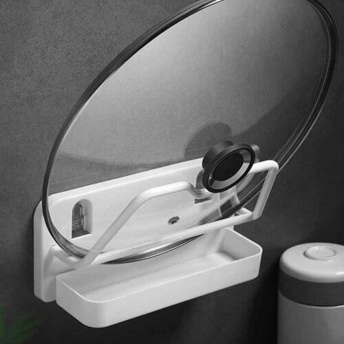 Traceless sticker Wall Mounted Pot Lid Holder Pot Cover Rack Shelf Kitchen Storage Organizer Kitchen Tools Accessories