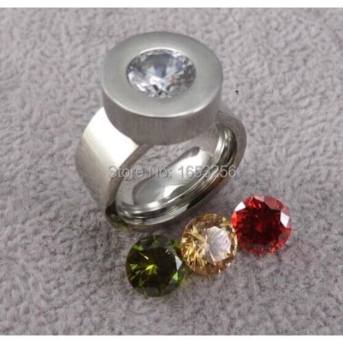 Stainless Steel mens women Ring CZ Stone Four Color Zircon interchange High Quality
