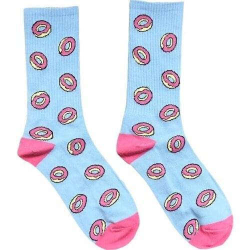 6Pairs Socks Women Doughnut Weed Running Cute Socks Skateboard White Cotton Stockings Funny Skater Soccer Streetwear