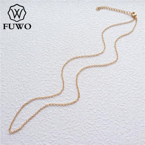 FUWO Wholesale Brass Round O Chain Necklaces High Quality Anti-Tarnish 24k Gold Dipped Chain For Jewelry Making 1.5*2.0mm NC001