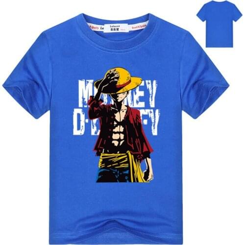 Hot Anime One Piece Monkey.D.Luffy cartoon t shirt 2021 summer new 100% cotton high quality short sleeve shirt brand clothes
