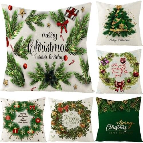 Christmas Pillowcase Cotton Linen Cushion Cover 45*45 Pillowcase Sofa Cushions Pillow Cases Pillow Covers Home Decor KD- 0286