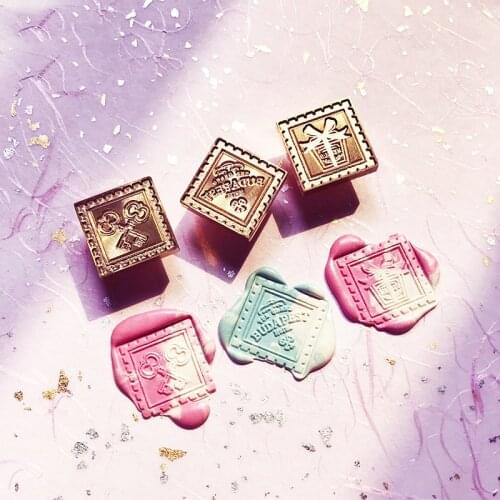 Hand Account Fire Lacquer Seal Girls Heart Wax Seal Stamp Copper Head Square Hand Account Decoration With Wooden Handle