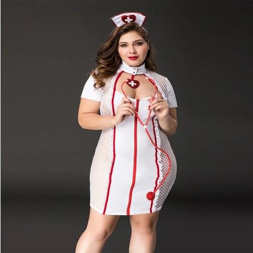 Sexy Women Nurse Costume Lingerie Plus Size Female Doctor Adult Plus Size Womens Underwear Role Playing Nurse Dress