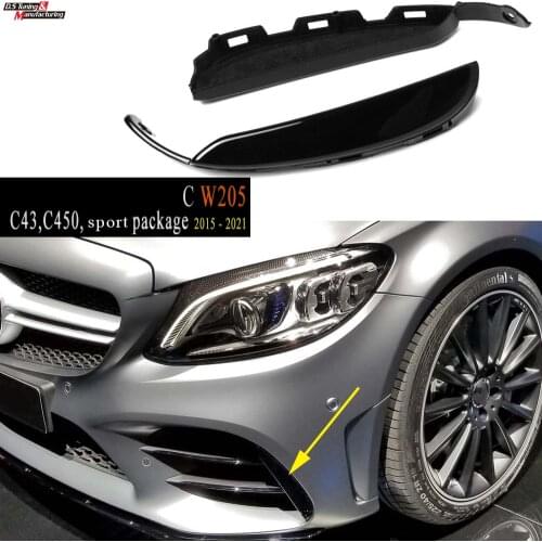 2018 - 2021 C Class W205 A205 C205 S205 front Bumper Canards Cup Spoiler for C43 7 Sport Package