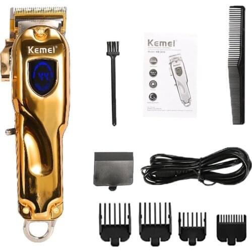 Kemei KM-2010 Hair Trimmer Cordless Hair Cutter Barber Hair Clipper 4 Lever Blade Adjustment LCD Display Beard Trimmer
