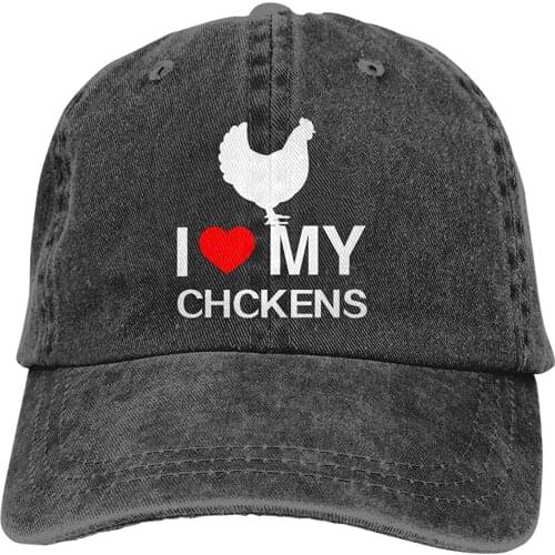 I Love My Chickens Unisex Adjustable Cotton Denim Hat Washed Retro Gym Hat Baseball Cap Hat Black
