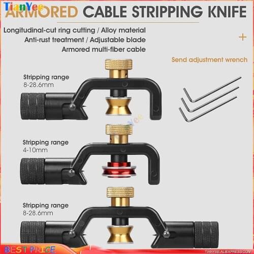 Armored ACS-2 cable Stripper 4-10mm & 8-28mm Optical Cable Slitter Fiber Optic Stripping Tool Jacket Slitter Sheath Cutter