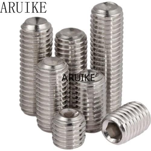 50pcs/Lot M6x10 mm M6*10 304 Stainless Steel Hex Socket Head Cap Screw Bolts set screws with cup point