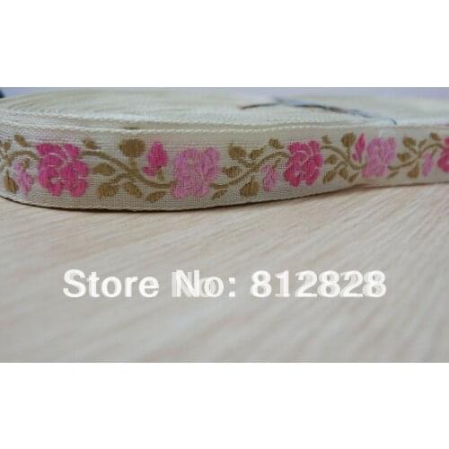 3/4'' 20mm Wide Pink Floral Woven Jacquard Ribbon Free Shipping DHL Express For Combine Order $150