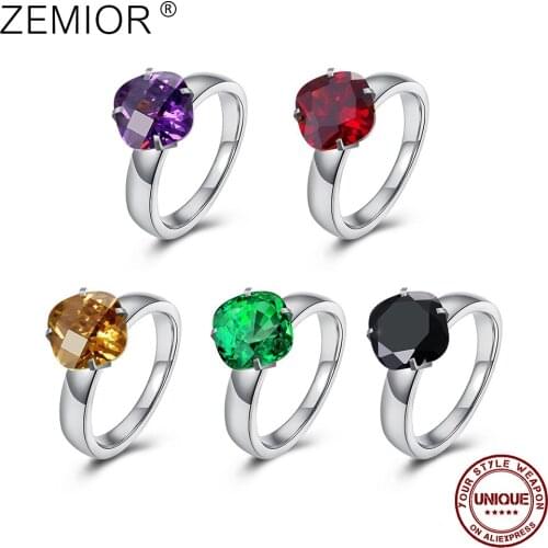 ZEMIOR Stainless Steel Rings For Women Platinum plating Inlay 5 Colors Rhombus Zircon Optional Party Romantic Fashion Jewelry