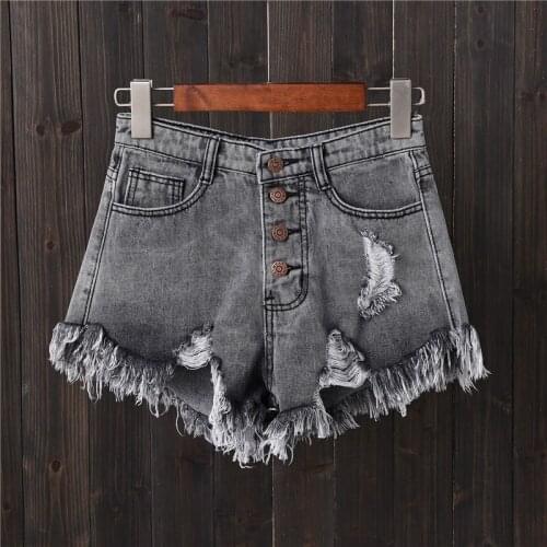 Women Sexy Tassel Hole Shorts Jeans Denim Short Pants Womens Ripped Denim Shorts Pantalones Cortos Mujer Plus Size S-6XL