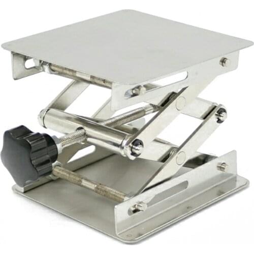 100x100mm Lift Platform Stainless Steel Router Table Lift Table Workbench Woodworking Engraving Lab Lifting Stand Rack Benches