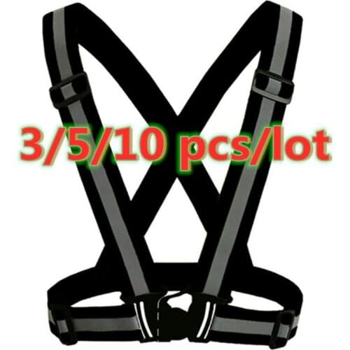 3/5/10pcs High Elastic Traffic Night Work Security Running Cycling Safety Reflective Vest Visibility Safety Adjustable Strap