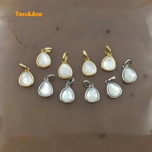 3pcs Natural Shell Gold Silver Plated Pendants Polished Jewelry Pear Shape Handmade Simple Classical Jewelry For Necklace Making