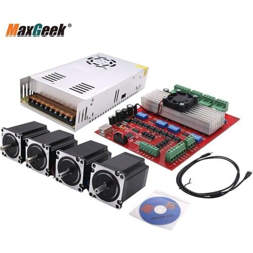Maxgeek ACH3 CNC 4-Axis Kit (TB6560 Stepper Motor Controller + 4pcs Nema23 Stepper Motor 57 + Power Supply)