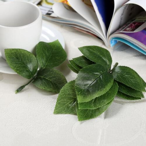 50Pcs Silk Artificial Green Leaf Rose Leaves for DIY Craft Garland Wedding Florist Garden Bouquet Flower Stems Home Decoration