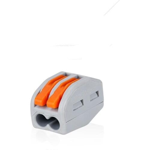 50pcs/lot PCT-212 type 222-412 Spring Lever Push Fit Reuseable 2 Wire Connector 30A 2 Pin Conductor Terminal