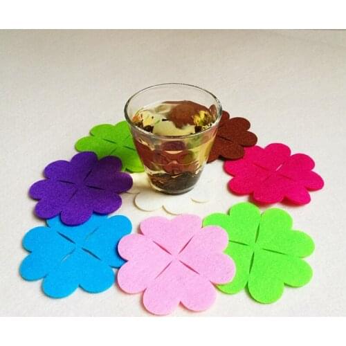 50 pcs mix color laser cut felt coaster round felt drink cup coaster
