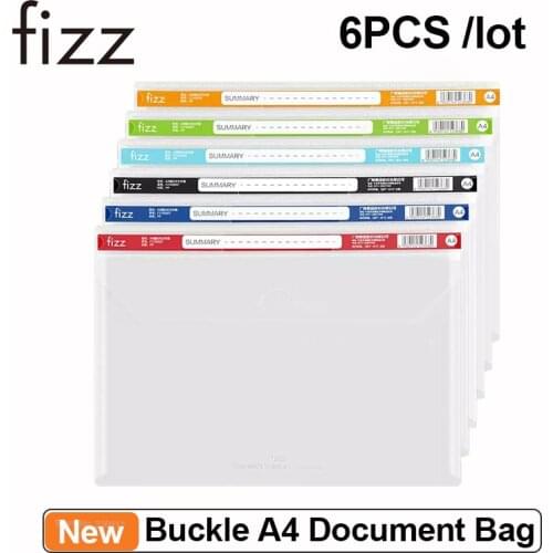 6pcs/lot Fizz Buckle Type A4 Document Bag Transparent 6 Colors File Folder Stationery School Office Case