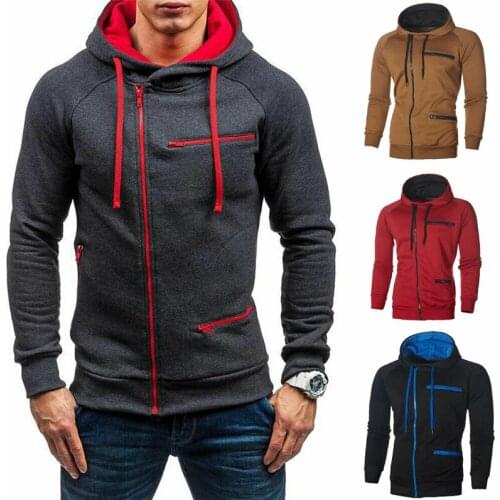 Active Men Hoodies Jackets Autumn Winter Slim Fit Warm Hooded Coats Jacket Casual Long Sleeve Zipper Outerwear Fashion Men Coats