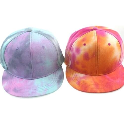 Unisex Gradient Tie-Dye Printed Baseball Cap Harajuku Flat-Brimmed Visor Sunscreen Hip Hop Outdoor Sport Snapback Hat