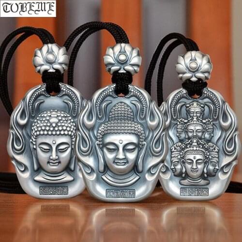 Handcrafted 100% 999 Silver Eight Buddha Amulet Pure Silver Buddhist Buddha Statue Pendant the Chinese Zodiac Good Luck Pendant