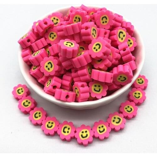 New 30pcs/Lot 10mm Sunflower Shape Clay Spacer Beads Polymer Clay Beads For Jewelry Making DIY Charms Bracelet Necklace