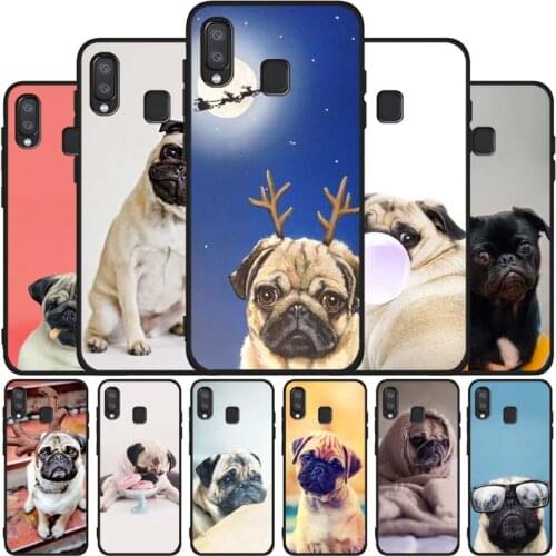 Cute Pug Dog funny black soft phone Case For Samsung A10 20 30 40 50 30S 50S 60 70 M10 M30S M40 A31 51 71 A20E A10E A21S