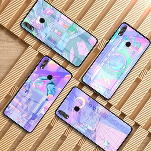 Art Pixel Aesthetic Tempered Glass Phone Case For Huawei P20 P30 P40 P40 Lite Pro Psmart Mate 20 30 Cover Shell