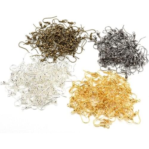 Gold Silver Bronze Nickel Hooks Coil Ear Wire Earrings Findings For Jewelry Making Craft DIY 50PCS/pack