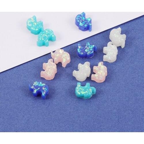 Fnixtar Synthetic Opal Small Elephant Loose Beads Hole Size 1.5mm Beads for Necklace Bracelet DIY 10.5*7.8mm 20Piece/lot