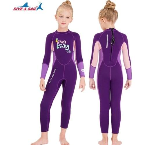 DIVE & SAIL 2021 girls Wetsuit 2.5MM neoprene Scuba diving suit children drifting Surfing snorkeling Swimsuit Sun-proof swimwear
