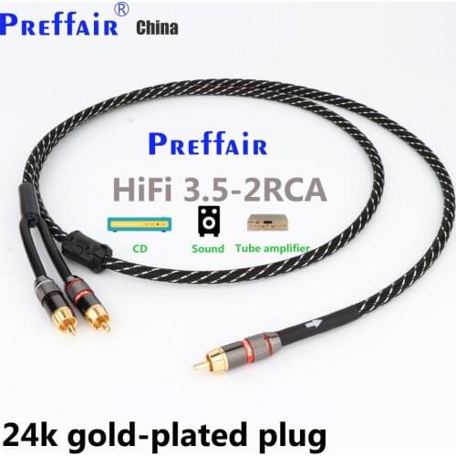 Preffair High Purity Copper Plated RCA To RCA Audio Signal Line RCA Cable with 24k Gold Plated RCA Plug Interconnector Cable